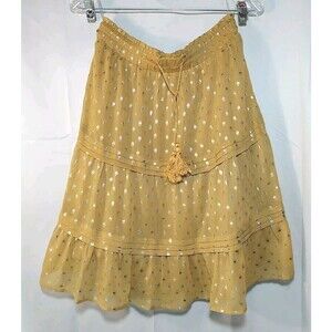 Listicle Autumn Yellow‎ Gold Polkadot Lined Skirt Size Large